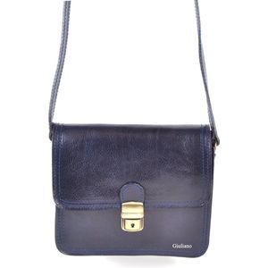 Giuliano klassieke schoudertas Amélie - Blauw - Dames - Made in Italy