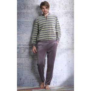 Pastunette for Men - Heren Huispak Oscar - Groen / Grijs - Velours - Maat L