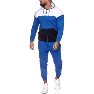 Heren joggingpak blauw - wit - zwart - 1083