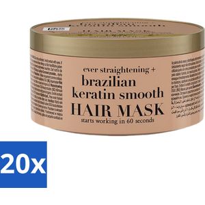 20 x OGX - Brazilian Keratin Smooth - Haarmasker - Herstel & Glans - Voor Zijdezacht Haar - 300 ml - Haarverzorging - Haarherstel - Glans - Kokosolie - Vanille