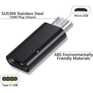 USB-C Adapter - Micro USB naar USB-C - Zwart