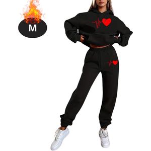 Nivard Joggingpak - Huispak - Volwassenen - Trainingspak - Comfortabel - Joggingsbroek - Tracksuit - Dames - Winter - Zwart - M