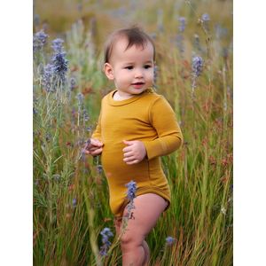 Wollen Romper lange mouw – Merinowol - Harvest Gold 50