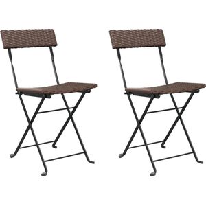 vidaXL Bistrostoelen set van 2 - Inklapbaar Bruin Tuinstoel - Bistrostoel - Klapstoel - Buitensteun - Terrasstoel - Garden Furniture