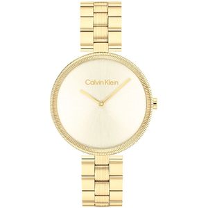 Calvin Klein CK25100014 GLEAM Dames Horloge - Mineraalglas - Staal - Goudkleurig - 32 mm breed - Quartz - Druksluiting - 3 ATM (spatwater)
