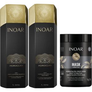 Inoar Moroccan Keratine Set Met Macadamia Masker 1000 ML
