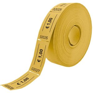CombiCraft Consumptiebonnen op rol met eurobedrag - 1 euro in geel - 5 rollen - 5x1000 bonnen