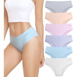 Set van 6 comfortabele katoenen damesonderbroeken - Ademend, zacht en duurzaam hipster ondergoed