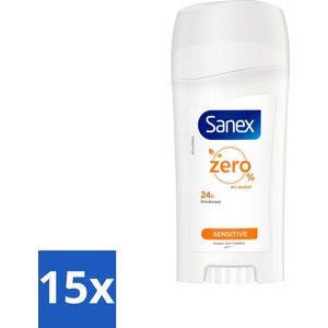 Sanex - Deo Stick - Dermo Sensitive - Voor Gevoelige Huid - 65 ml - Bulkverpakking - 15 stuks
