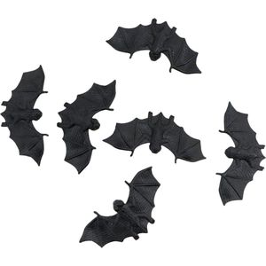Chaks nep vleermuizen 10 cm - zwart - 6x stuks - griezel/horror thema decoratie dieren