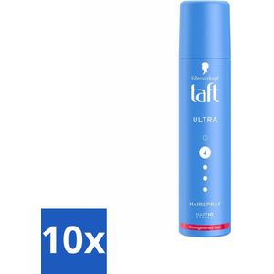 10 x Taft - Ultra 4 - Haarspray Mini - Sterke hold voor onderweg - 75 ml - Haarspray - Haarlak - Haarspray Mini - Sterke Hold - Haarspray Voor Onderweg
