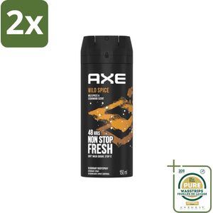 Axe - Deodorant Bodyspray - 48hrs Non Stop Fresh - Wild Spice - Wild Spices & Cedarwood - 150 ml - Voordeelverpakking - 2 stuks - Deodorant - Bodyspray