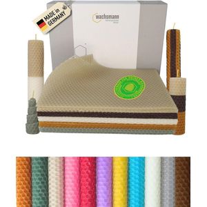 Wachsmann 20 bijenwasplaten uit Duitsland, kleurrijke set ""Natur"", wasplaten 20 x 15 cm, bijenwas kaarsen zelf maken, kaarswas