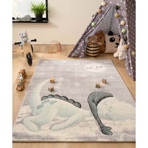 Vloerkleed kinderkamer dino - Magic lichtgrijs 200x290 cm