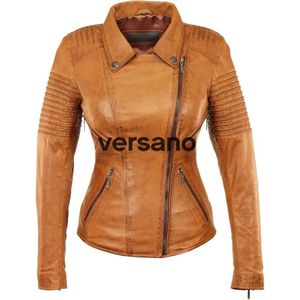 Versano Utah Leren Dames Bikerjack Dames Jas XXL - Cognac