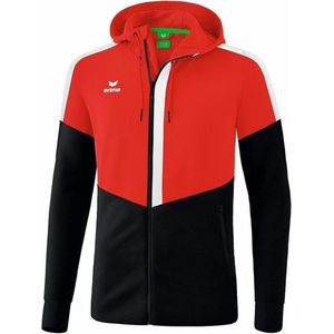 Erima Squad Trainingsjack Met Capuchon Kind Rood-Zwart-Wit Maat 152