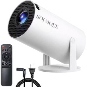 Solvique - Premium Mini Beamer - Draagbare Projector - Wit - 4K-ondersteuning - WiFi 6 & Bluetooth 5.4