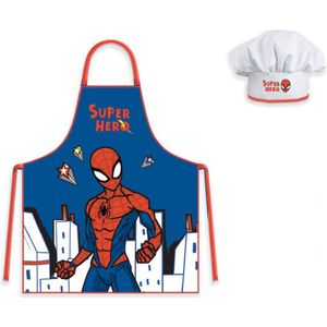 Spiderman Kookschort met kookmuts - 3 - 8 jaar