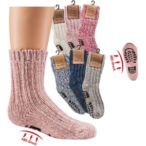 Kindersokken | huissokken | Antislip | wollen sokken | scandinavische stijl | per 3 paar | roze of blauw