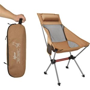 Ultralichte campingklapstoel - compacte visstoel tot 150 kg - outdoor backpackstoel met draagtas - kaki