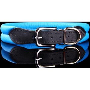 Dog's Companion Leren Halsband - Lengte: 50 cm Verstelbaar van 42-47 cm x 25 mm - Blauw