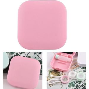 JHubers Goods - Contactlensgeval van stofdicht en lekbestendig kunststof voor op reis in roze kleur met opbergtasje