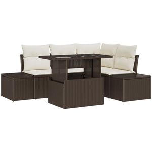 vidaXL - Tuin - Sofa - Set - Set - van - 5 - Bruin - Rattan - Tuin - Sofa - Set - Rechthoekig