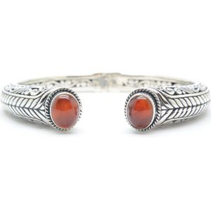 Beaddhism - Zilveren Bewerkte Armband - Bangle - Shiva 925 Carneool - 6 mm - Armbandmaat 18-19 cm