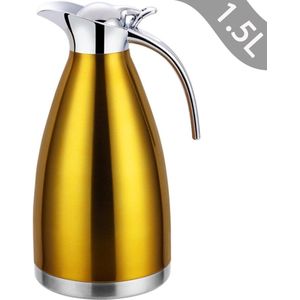 Borvat® - Thermoskan - Roestvrij Staal isoleerkan - Koffie Of Thee - Houdt Dranken Koud En Warm - Geel - 1500 ML