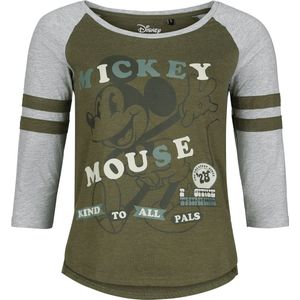 Mickey Mouse Kind To All Pals Dames Shirt met lange mouwen - groen/grijs - XL