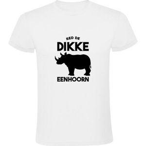 Red de dikke eenhoorn | Heren T-shirt | neushoorn  | dieren | stropers | bedreigde diersoorten | bescherming | jacht | Wit