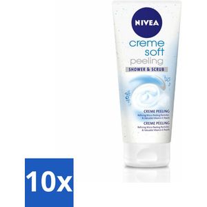 10 x NIVEA - Douche & Scrub - Crème Zachte Peeling - Waardevolle Vitaminen - 200 ml - Douche Scrub - Zachte Peeling - Huid Verzorging - Exfoliatie - Huid Reiniging