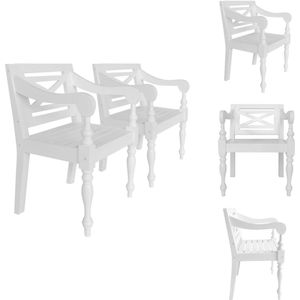 vidaXL Stoel - Stoelen - Batavia Stoel - Batavia Stoelen - Stoelen Batavia 2 st massief mahoniehout wit