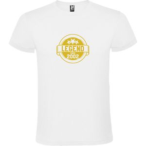 Wit T-Shirt met “Legend sinds 2002 “ Afbeelding Goud Size XXXXL