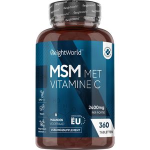 WeightWorld MSM tabletten met vitamine C - 2400 mg - 360 tabletten voor 6 maanden - Natuurlijk en vegan MSM supplement