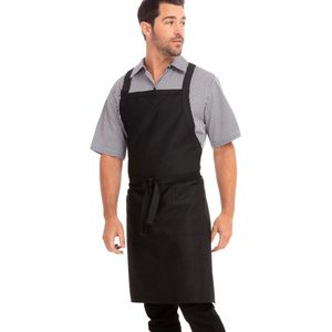 Cross-Back Slabbetje Schort Zwart - Volwassenen - Een maat