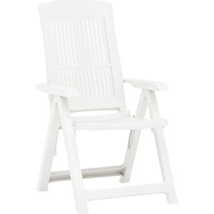 vidaXL Tuinstoelen - Verstelbaar - Kunststof - Wit - 2 st Tuinstoelen - Ligstoelen - Buitensteun - Lounge Stoel - Wit Meubilair