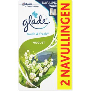 12x Glade Luchtverfrisser Touch & Fresh Navul Duo Muguet 2x10 ml