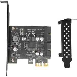 PCIE Naar USB 3.2 Uitbreidingskaart, USB C PCI Express-kaart, 5Gbps High Speed ​​USB3.2 Front GEN1 Uitbreidingskaart Dual Port 19PIN Connector Riser Card (19PIN zwart bord)