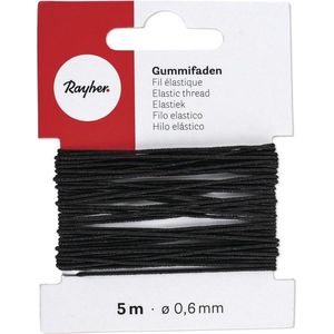 2x Zwart hobby band elastiek op rol van 5 meter - breedte 0,6 mm - Zelf kleding/mondkapjes maken