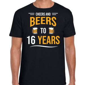 Cheers and beers 16 jaar verjaardag cadeau t-shirt zwart voor heren - 16 jaar bier liefhebber verjaardag shirt / outfit XXL