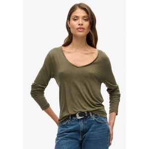 Superdry - Jersey Top - Dames - Slimfit - V-hals - Lange Mouwen