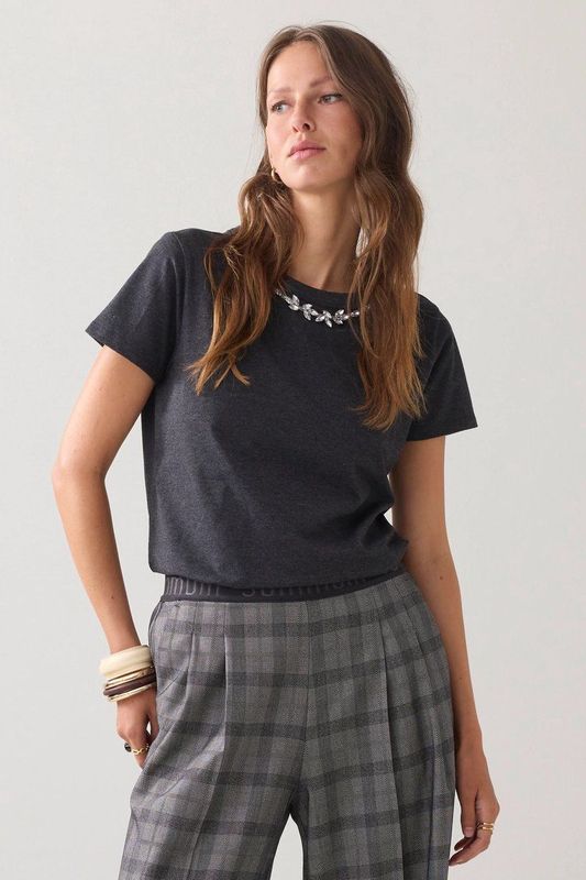 Summum - 3s5194-30724 - T-shirt - Antraciet - Korte Mouwen - Ronde Hals