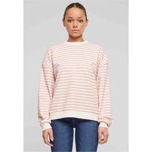 Urban Classics - Oversized Striped Crewneck sweater/trui - M - Roze/Beige