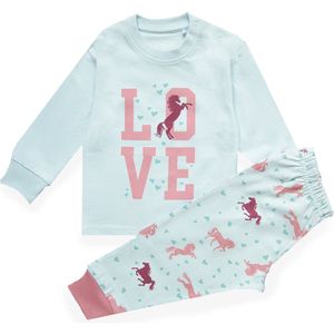 Frogs and Dogs - Horse Aqua F&D Pyjama | Aqua meisjes jongens - Katoen - Maat 62