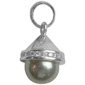 Silventi 9SIL-20656 Zilveren Hanger met Witte Parel -Parel - 10mm - Zilverkleurig