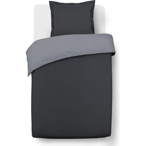Vision - Tweezijdig Omkeerbaar Dekbedovertrek - Anthraciet/Grijs - 135 x 200 cm met 1 sloop 80 x 80 cm