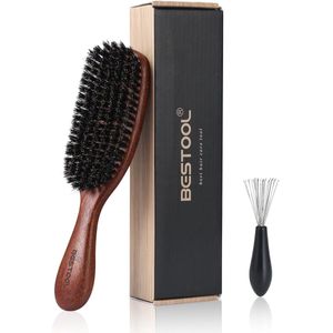 Haarborstel van Wildzwijnhaar voor Fijn en Dun Haar, Herenbaardborstel met Ergonomisch Handvat