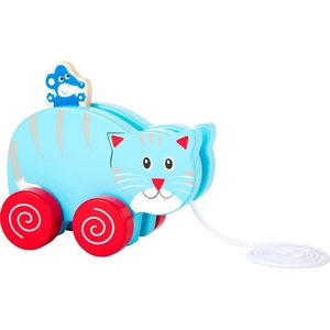 Trekfiguur / trekdier hout - Kat en muis - Houten speelgoed vanaf 1 jaar