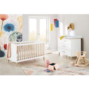 Lumi 2-delige babyset - ledikantbed - commode - hoogwaardig hout - kinderbedje L 145cm x B 77cm x H 84cm - eenheid B 110cm x D 77cm x H 101cm